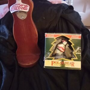Coca-Cola Polar Bear Ornament and Wall Mount Bottle Opener